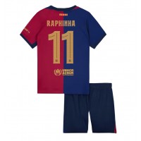 Barcelona Raphinha Belloli #11 Fußballbekleidung Heimtrikot Kinder 2024-25 Kurzarm (+ kurze hosen)